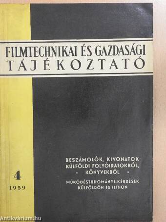 Filmtechnikai és gazdasági tájékoztató 1959/4.