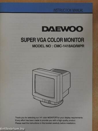 Daewoo Super VGA Color Monitor - Instruction Manual