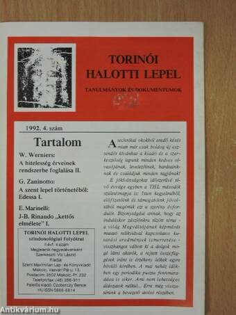 Torinói halotti lepel 1992/4.