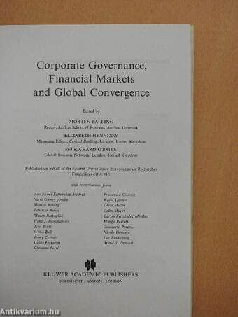 Corporate Governance, Financial Markets and Global Convergence