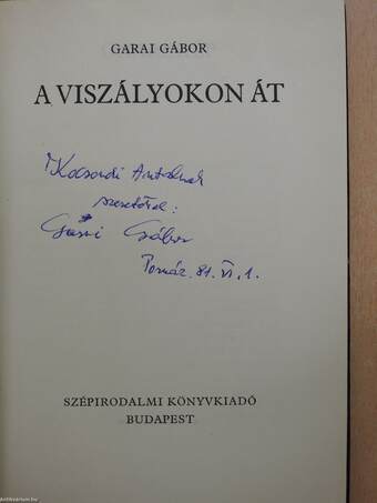 A viszályokon át (dedikált példány)