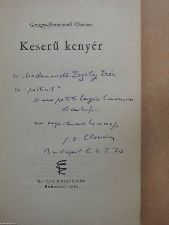 Keserű kenyér (dedikált példány)