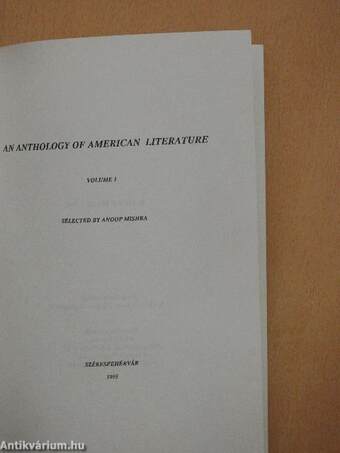 An Anthology of American Literature I