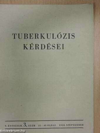 Tuberkulózis Kérdései 1952. szeptember