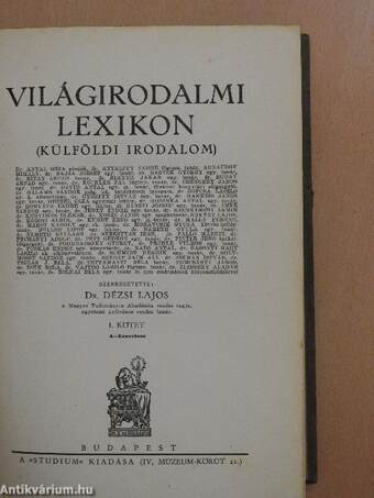 Világirodalmi Lexikon I-III.