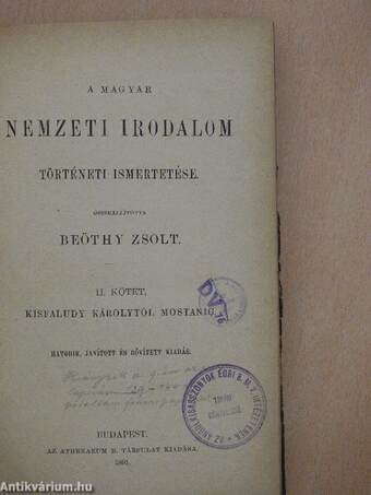 A magyar nemzeti irodalom történeti ismertetése II.