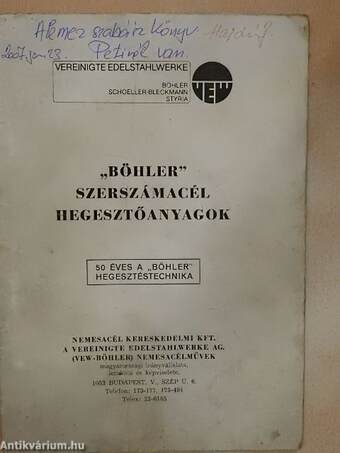 "Böhler" szerszámacél hegesztőanyagok