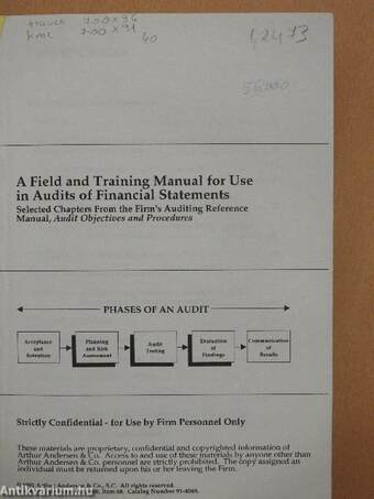 A Field and Training Manual for Use in Audits of Financial Statements