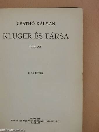 Kluger és társa I-II.