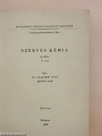 Szerves kémia II/I.