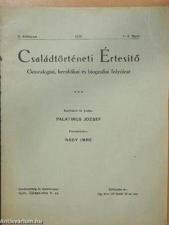 Családtörténeti Értesítő 1925/1-3.