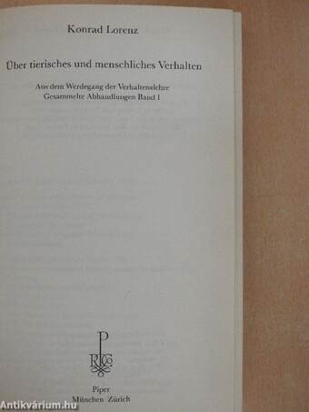 Über tierisches und menschliches Verhalten