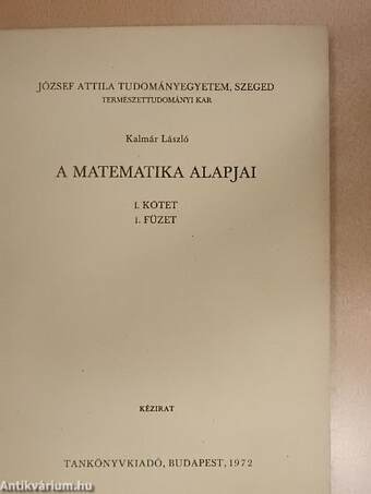 A matematika alapjai I/1. (töredék)