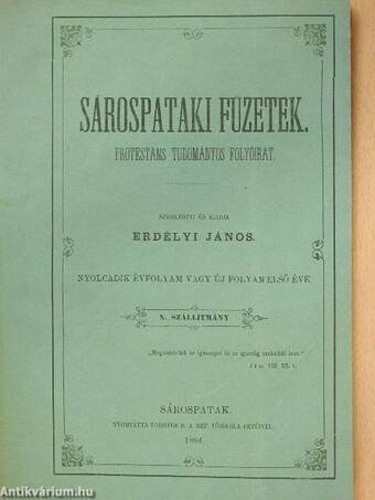 Sárospataki Füzetek 1864/VI.