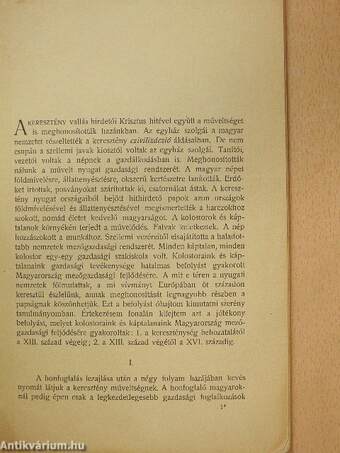 A kolostorok és káptalanok befolyása Magyarország mezőgazdasági fejlődésére a mohácsi vész előtt