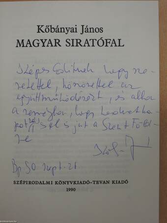 Magyar siratófal (dedikált példány)