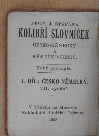 Kolibri-Wörterbuch Deutsch-Böhmisch und Böhmisch-Deutsch I-II. (minikönyv)