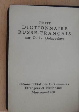 Petit dictionnaire russe-francais (minikönyv)