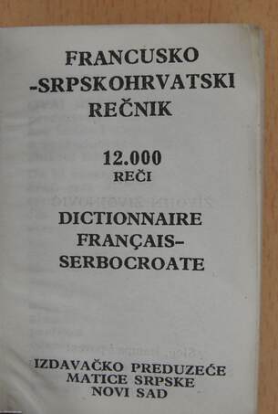 Francusko-Srpskohrvatski Recnik (minikönyv)