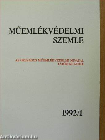 Műemlékvédelmi szemle 1992/1.