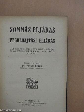 Sommás eljárás, végrehajtási eljárás