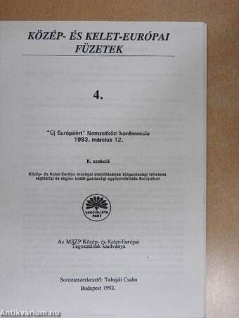 "Új Európáért" Nemzetközi konferencia 1993. március 12. II. szekció