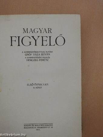 Magyar Figyelő 1911. (nem teljes évfolyam)