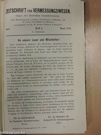 Zeitschrift für Vermessungswesen 1887. januar-december