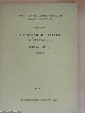 A magyar irodalom története III.