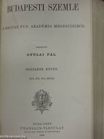 Budapesti Szemle 99-100. kötet 271-276. szám