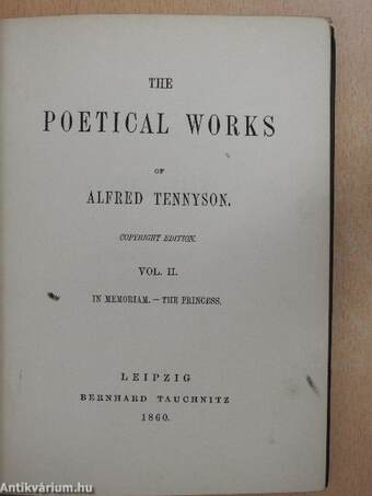 The poetical works of Alfred Tennyson II. (Szász Béla könyvtárából)
