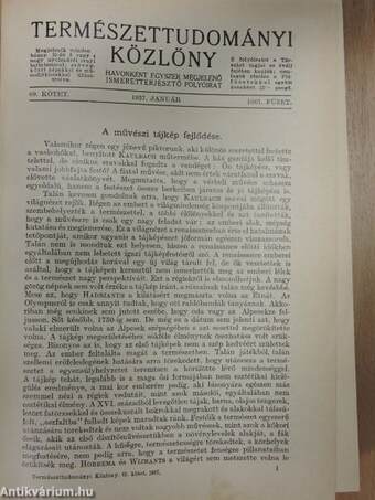 Természettudományi Közlöny 1937. január-december/Pótfüzetek a Természettudományi Közlönyhöz 1937. január-december