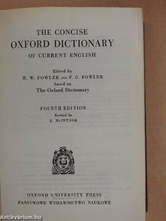 The Concise Oxford Dictionary of Current English