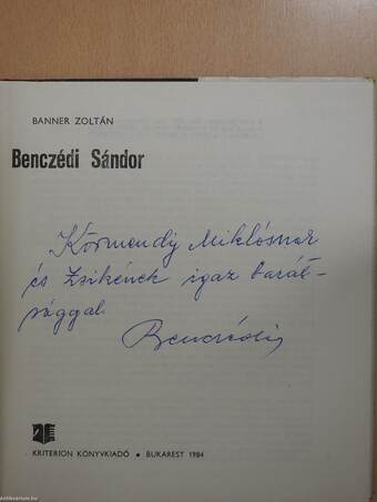 Benczédi Sándor (dedikált példány)