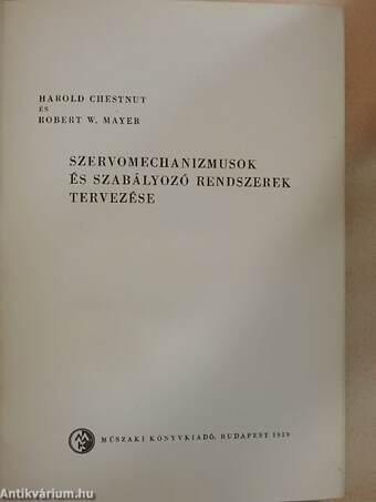 Szervomechanizmusok és szabályozó rendszerek tervezése