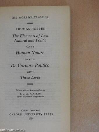 The Elements Of Law Natural And Politic