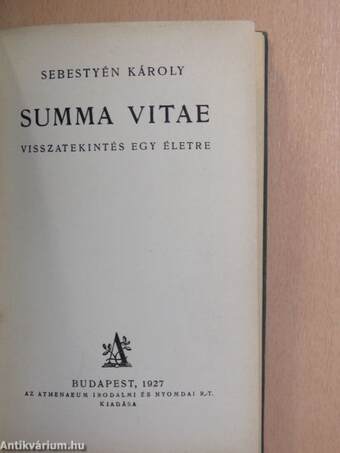 Summa vitae I-II.