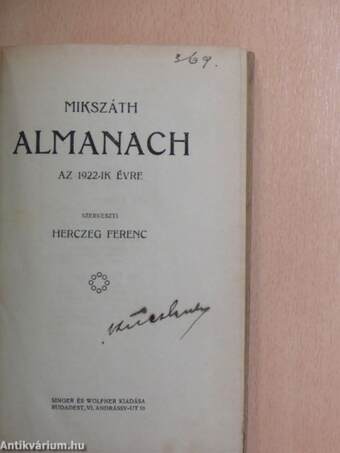 Mikszáth Almanach az 1922-ik évre