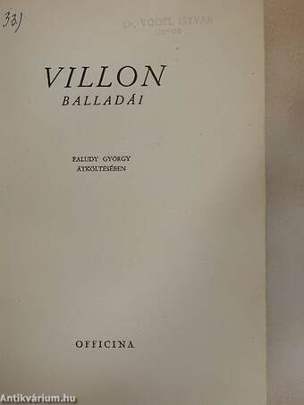 Villon balladái Faludy György átköltésében