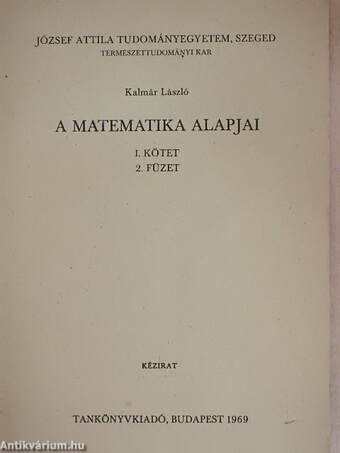 A matematika alapjai I/2. (töredék) 