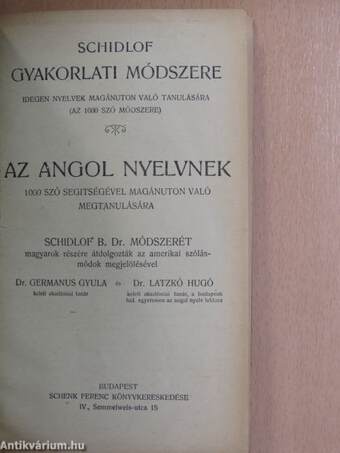 Schidlof gyakorlati módszere - Angol 1-10. füzet