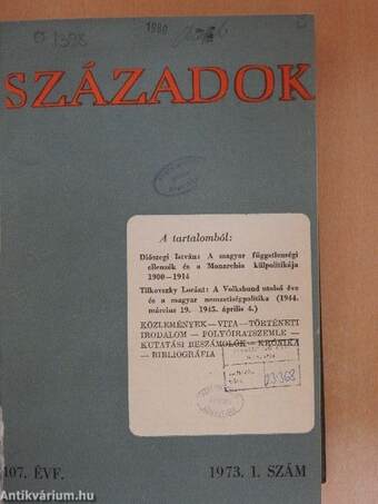 Századok 1973/1-6. I-II.