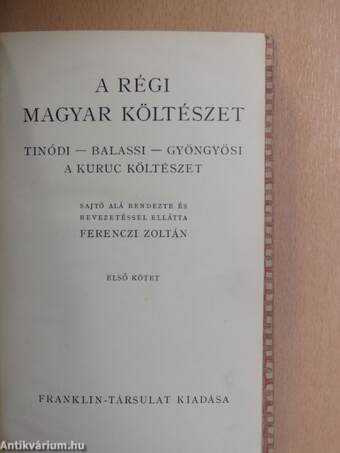 A régi magyar költészet I-II.