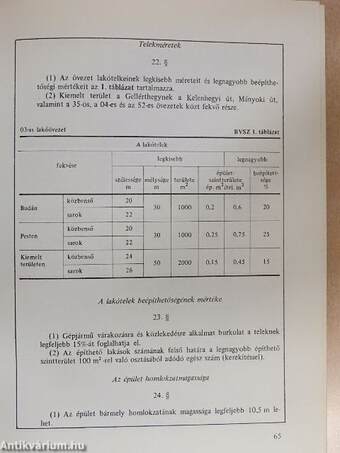 Országos Építésügyi Szabályzat Budapesti Városrendezési Szabályzat