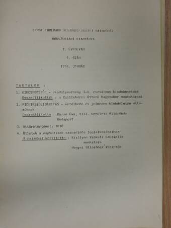 "Ernst Thälmann" Megyei Úttörőház Módszertani Kiadványa 1986. január