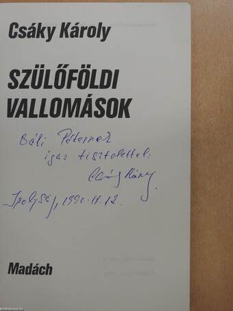 Szülőföldi vallomások (dedikált példány)