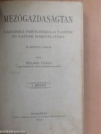 Mezőgazdaságtan I.