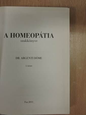 A homeopátia szakkönyve I.