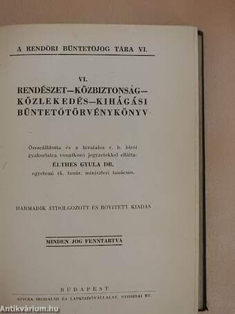 Rendészet-közbiztonság - A kihágási büntetőtörvénykönyv