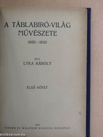 A táblabiró-világ művészete I-IV.